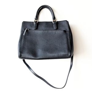 Black Pebble Faux Leather Satchel Tote Shoulder Handbag Mango